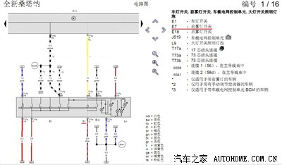 新桑塔纳雾灯开关电路图