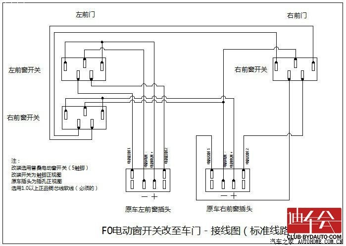 求夏利前门改装电动摇窗机电路图