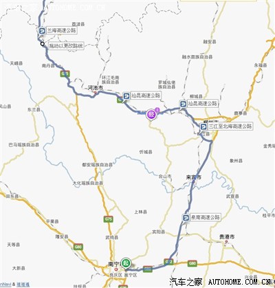 关于路线,南宁至重庆(简称上行线),我们选择行走g72南柳高速→g78