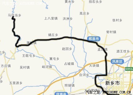 南环汽车城出发→西环→辉县→薄壁→武家湾路线图:office