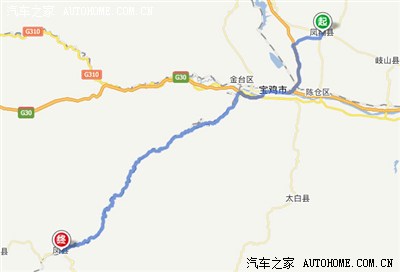 宝汉高速到宝鸡,连霍高速从姜城/凤县出口出,走川陕路,川陕公路,进入