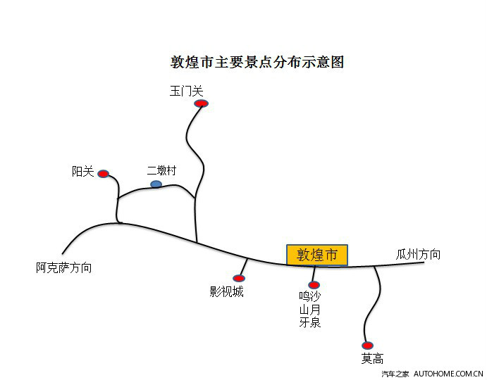 敦煌些景点位置示意图.