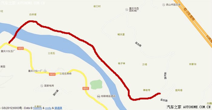 张飞古道的大致路线,我们出发的位置还要靠东方5km左右.