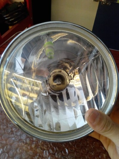 新款豪杰太子摩托车灯光升级改双光透镜、蓝天