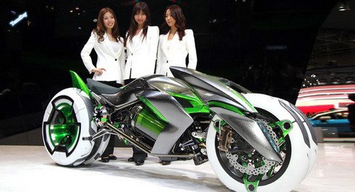 秀车- kawasaki concept j 双前轮概念电动摩托车