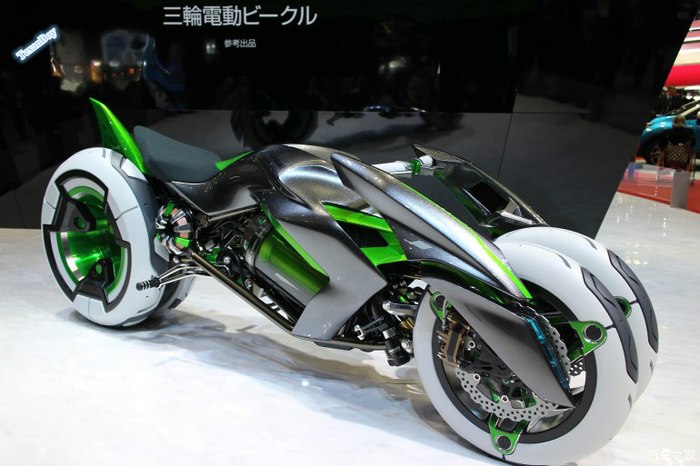 秀车- kawasaki concept j 双前轮概念电动摩托车