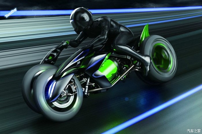 秀车- kawasaki concept j 双前轮概念电动摩托车