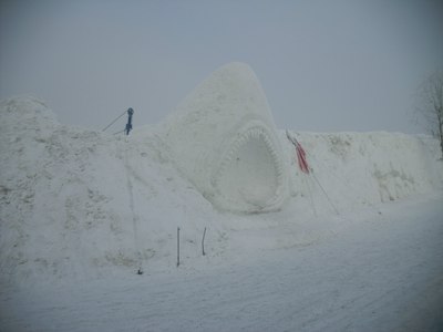 家门口的美景,雾中大洼疙瘩楼冰雪世界!