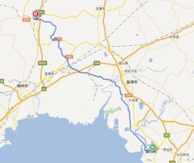 辽宁省营口市到义县  全程165公里 ( 全程国道) 1.