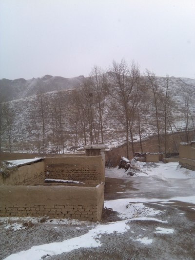 春节山村雪景图