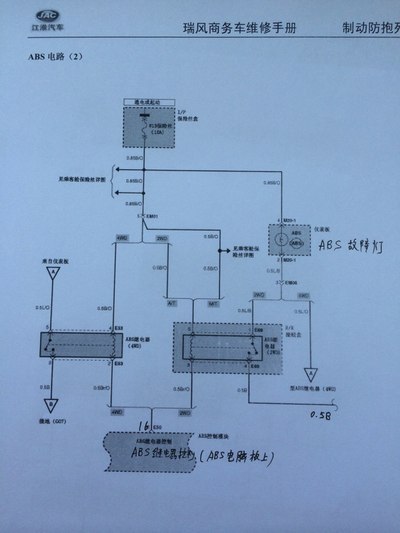 找到资料了,就是仪表盘abs报警灯继电器,abs电脑有故障继电器工作.