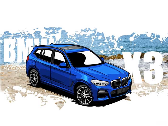 全系四驱的豪华suv蓝天白云满足你漫画宝马x3手机壁纸