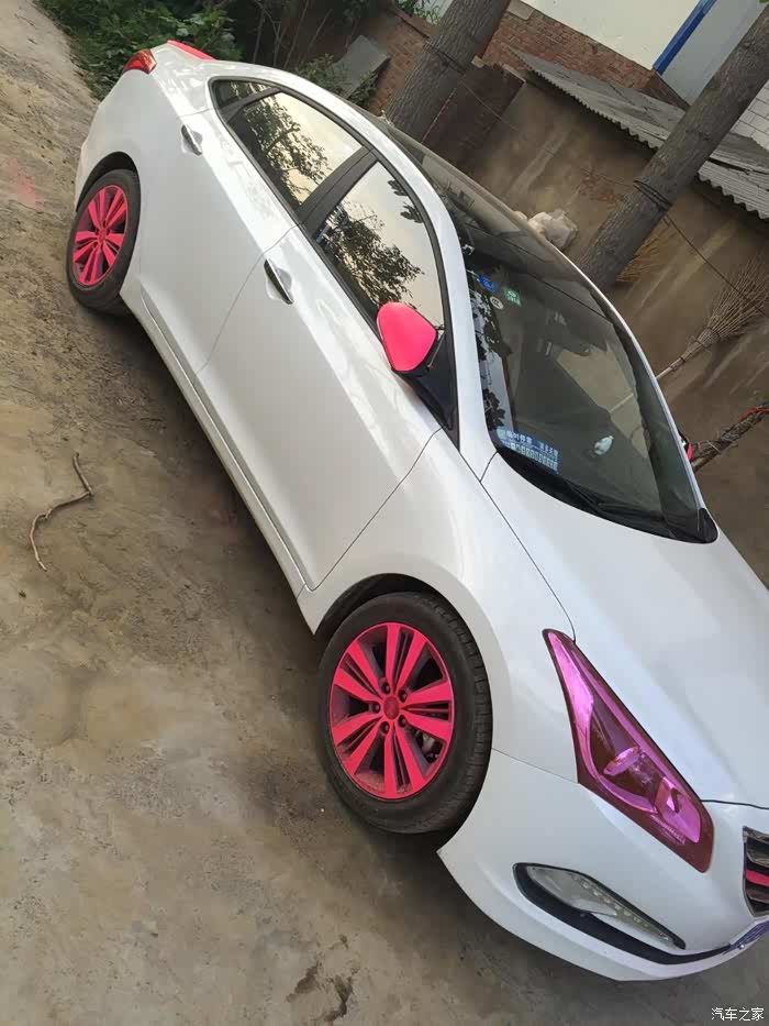 刚买回来喷的粉色轮毂,后视,感觉太高调了,就给去掉了