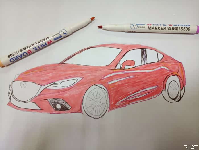 【young画童年】马自达3昂克赛拉手绘