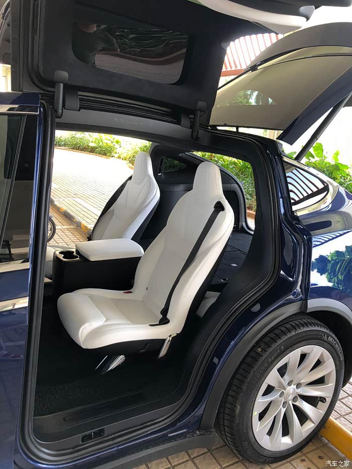 【图】特斯拉 model x 蓝外白内 6座 带中排扶手用车感受与体验_model