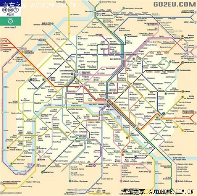 下图为巴黎铁轨图:包括rer (大区快轨)和metro(地铁)两种,地铁大多数