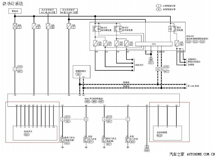 于几个月前就开始着手研究逍客 龙 的大灯电路,车辆