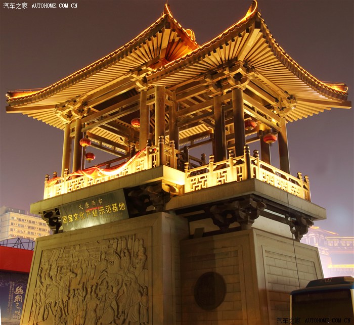 美丽陕西步行旅游拍夜景大唐西市古建筑