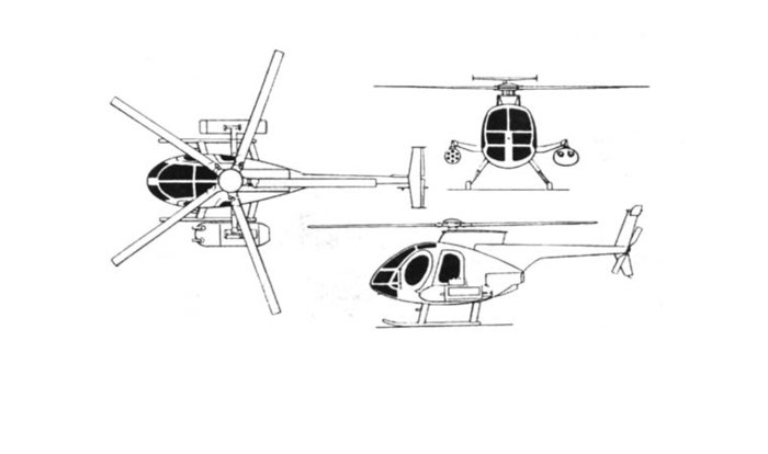 鱼鹰直升机三视图图片