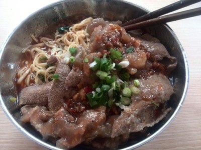 每次来武胜必吃的猪肝面加滑肉!
