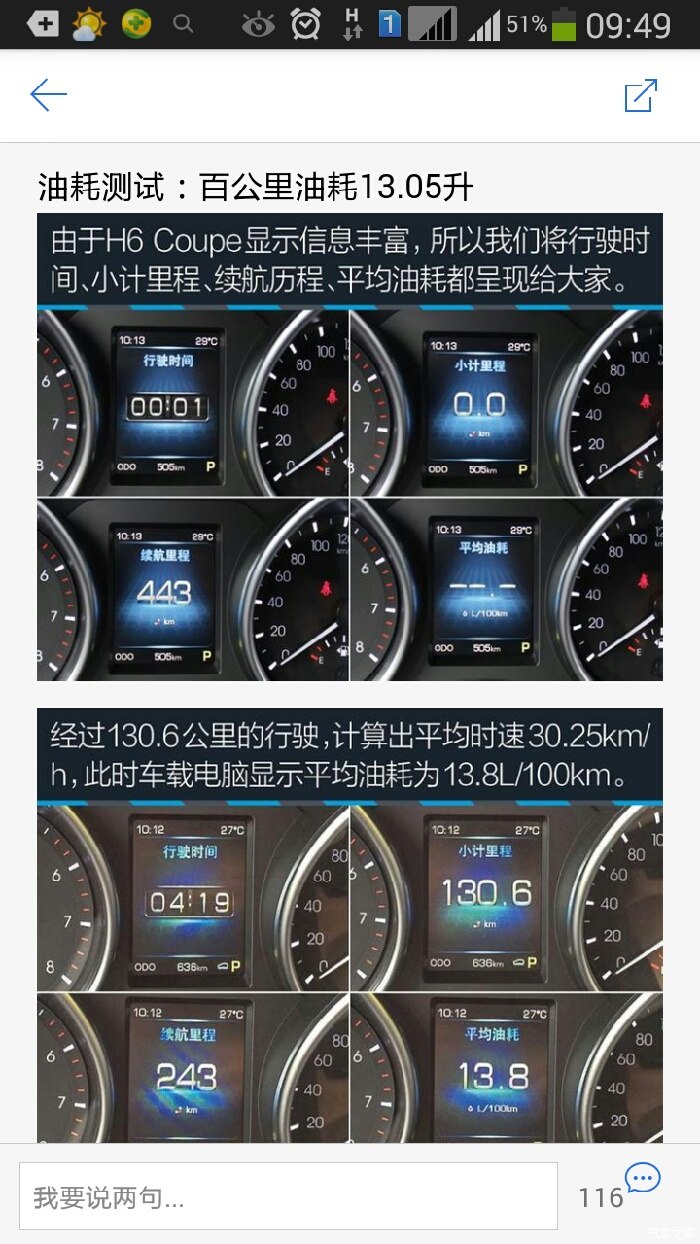 请车主指导哈弗h6coupe的真实油耗是多少